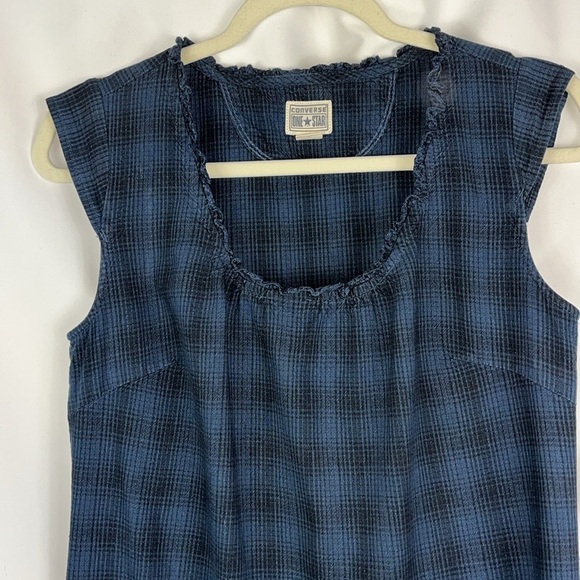 Converse One Star cap sleeve dress Sz XS plaid pattern - Picture 4 of 13